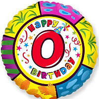 Цифры и числа Шарик 45см Happy Birthday Цифра "0" 1202-1935