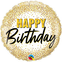 Happy Birthday Шарик 45см H.Birthday Конфетти золотое 1202-2943