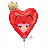  Шар мини фигура Сердце красное с короной 1206-1210