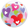 Горячие сердца! Шар BUBBLE 22" Сердца разноцветные 1202-1361