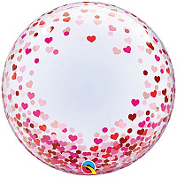 Горячие сердца! Шар BUBBLE 61см Сердца парящие 1202-3808