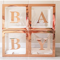 Мальчик или Девочка? Коробка д/шаров Baby роз золото 30см 4шт 2008-3528