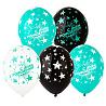 Звездная Вечеринка Шары с рисунком 36см Звезды бирюза 1103-1767