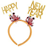 Новый год Ободок-антенки Помпоны HNY золото блеск 1501-6334