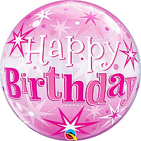 День рождения Шары Шар BUBBLE 22" HB Искры розовый, 56см 1202-2901
