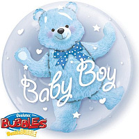 Любимый Сыночек Шар BUBBLE ИНСАЙДЕР Мишка голубой 1203-0546