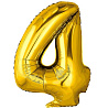 Цифры и числа Шар цифра 4 Металлик Золото 66см 1207-4785
