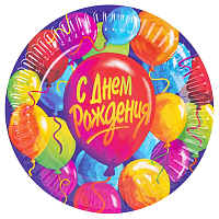 День рождения Шары Тарелка бум С ДР Шары 17см 6шт/G 1502-6271