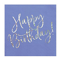 Элегантная Вечеринка Салфетки большие Happy B'day! синие 20шт 1502-5549