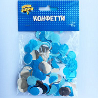 Голубая Конфетти Круги тишью, фольга Сереб/Голуб 1501-4092