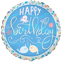 Морская Шарик 45см Happy Birthday Нарвалы 1202-3106