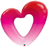 Горячие сердца! Шар фигура Сердце Вензель Омбре Pink 1207-4311