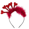 Валентинов День Ободок Сердца на пружинке красные блеск 1501-6230