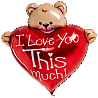 Валентинов День Шар фигура Сердце с мишкой I Love You 1207-1502