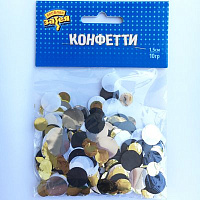 Голливуд Конфетти Круги тишью, фольга Золото/Черн 1501-4091