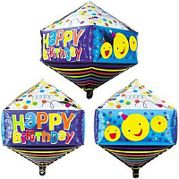 Эмодзи, Эмоции Шарик 3D ЦИРКОН 40см H.Birthday Смайлики 1209-0187