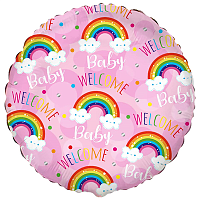 Я родился Ф 18" WELCOME BABY Радуги на розовом 1202-3856