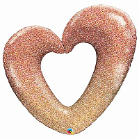 Горячие сердца! Шар ФИГУРА Сердце Вензель Омбре RoseGold 1207-4626