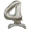 Цифры и числа Шар цифра "4", 76см Silver под воздух 1207-3650