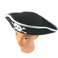 Пираты Шляпа Пирата фетр с белой каймой М 2001-7595