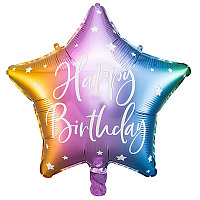 HB Сияние Шар Звезда Мульти Happy Birthday 1202-3697