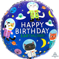 Открытый космос Шар 45см HBirthday Кошки-космонавты 1202-3197