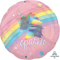 Единорог Шар 18", 45см Единорог и Радуга переливы 1202-3574
