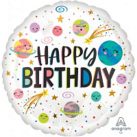 Открытый космос Шар 45см Happy Birthday Космос 1202-2869