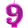 Розовая Свеча -цифра "9" Ярко-розовая, 8 см 1502-6103