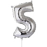 Цифры и числа Шар цифра "5", 40см Silver под воздух 1206-1113