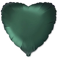 Зеленая Шар сердце 45см Сатин Dark Green 1204-1497