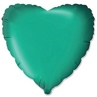 Зеленая Шар сердце 45см Сатин Green 1204-1493