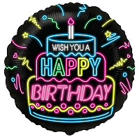 Неон бар Шарик 45см WISH YOU A HAPPY BIRTHDAY 1202-3131