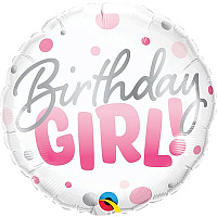 Happy Birthday Шарик 45см Birthday Girl круги розовые 1202-3669