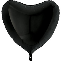 Черная Шар СЕРДЦЕ 91см Пастель Black 1204-0529