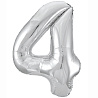 Цифры и числа Шар цифра "4", 101см Металлик Silver 1207-3825