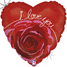  Б 18" ILY Роза в красном сердце блеск 1202-2936