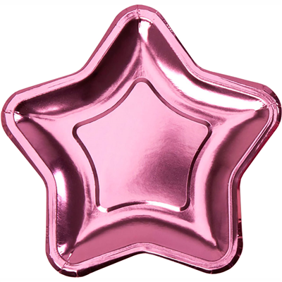 Тарелки Тарелки блестящие Звезда розовая, 8 штук