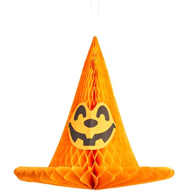 Декорации подвески Фигура HWN Шляпа Ведьмы оранжевая 34см/G