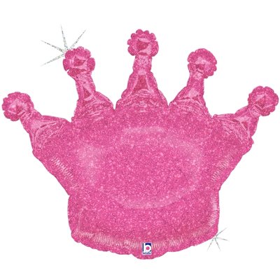 Шарики из фольги Шар фигура Корона розовая голография