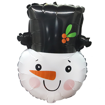 Шарики из фольги Шар фигура Снеговик в котелке голова