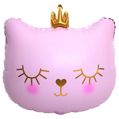 Шарики из фольги Шар фигура Кошка в короне голова розовая