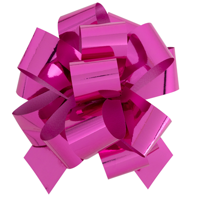 Упаковочный Бант-шар складной метал ярко-розов 11смG