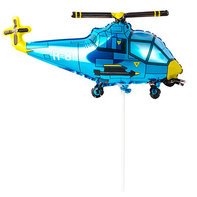Шарики из фольги Шар Мини фигура Вертолет синий