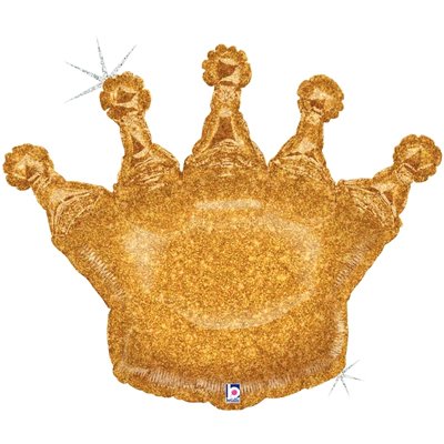 Шарики из фольги Шар фигура Корона золотая голография